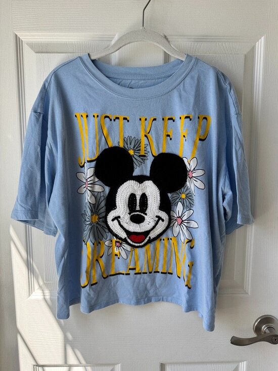 Disney Tops - Mickey Mouse Embroidered Crop Tee Juniors XXL, Women’s XL